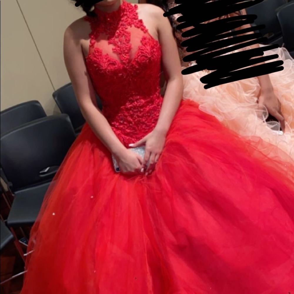 red prom dress.